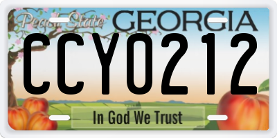 GA license plate CCY0212