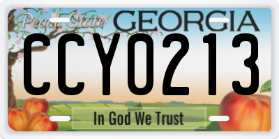 GA license plate CCY0213