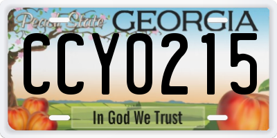 GA license plate CCY0215