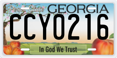 GA license plate CCY0216