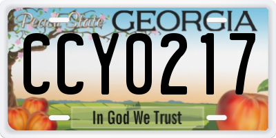 GA license plate CCY0217