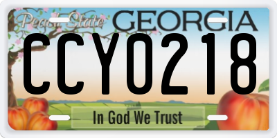 GA license plate CCY0218