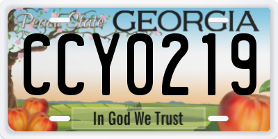 GA license plate CCY0219