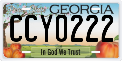 GA license plate CCY0222