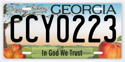 GA license plate CCY0223