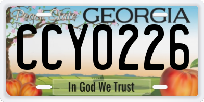 GA license plate CCY0226