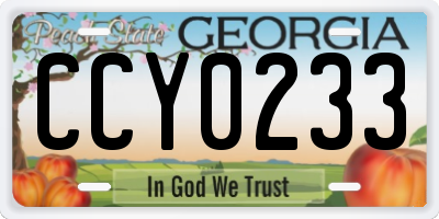 GA license plate CCY0233