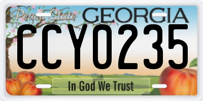 GA license plate CCY0235