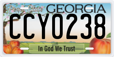 GA license plate CCY0238