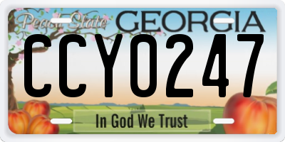 GA license plate CCY0247
