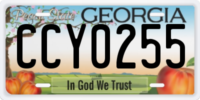 GA license plate CCY0255