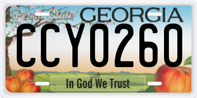 GA license plate CCY0260