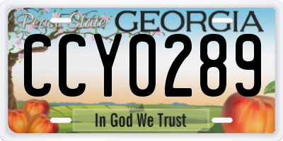 GA license plate CCY0289