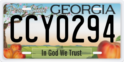 GA license plate CCY0294