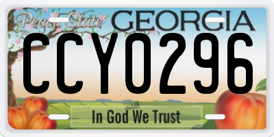 GA license plate CCY0296