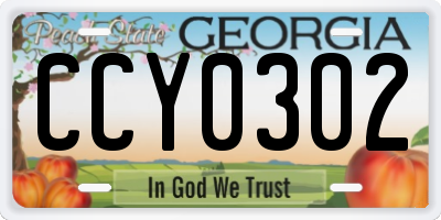 GA license plate CCY0302