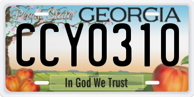 GA license plate CCY0310
