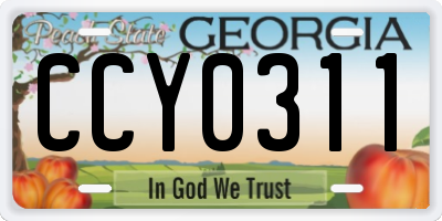 GA license plate CCY0311