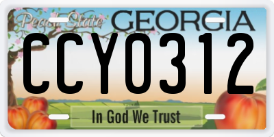 GA license plate CCY0312