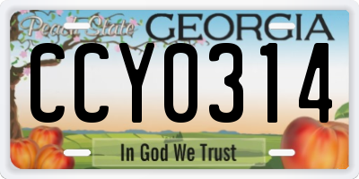 GA license plate CCY0314