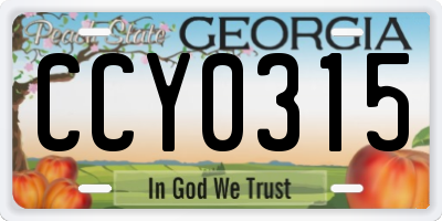GA license plate CCY0315