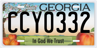 GA license plate CCY0332