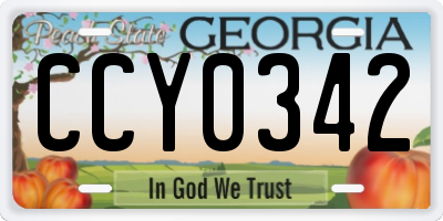 GA license plate CCY0342