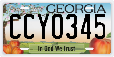 GA license plate CCY0345
