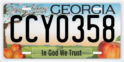 GA license plate CCY0358