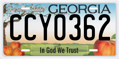 GA license plate CCY0362