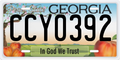 GA license plate CCY0392