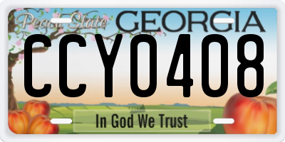 GA license plate CCY0408