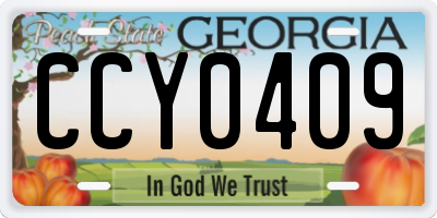 GA license plate CCY0409