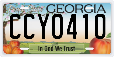 GA license plate CCY0410