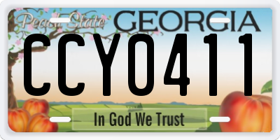 GA license plate CCY0411