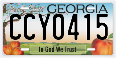 GA license plate CCY0415