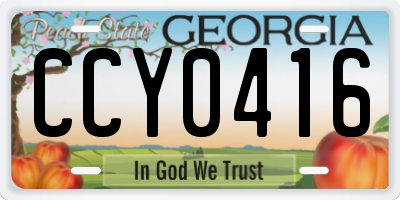 GA license plate CCY0416