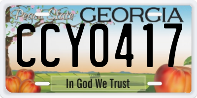 GA license plate CCY0417