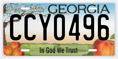 GA license plate CCY0496
