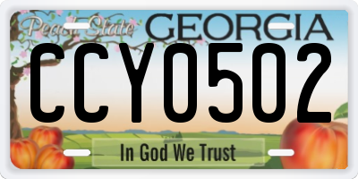 GA license plate CCY0502