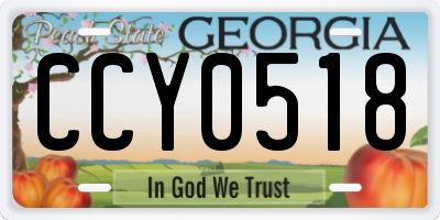 GA license plate CCY0518