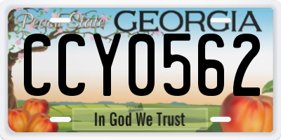 GA license plate CCY0562