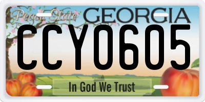 GA license plate CCY0605