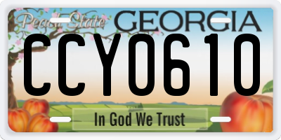 GA license plate CCY0610