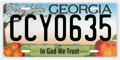 GA license plate CCY0635