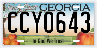 GA license plate CCY0643