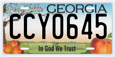 GA license plate CCY0645