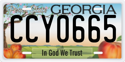 GA license plate CCY0665