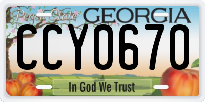 GA license plate CCY0670