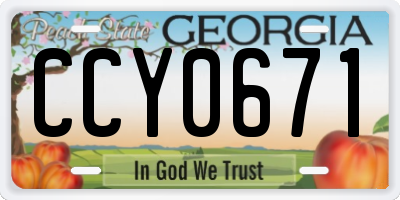 GA license plate CCY0671